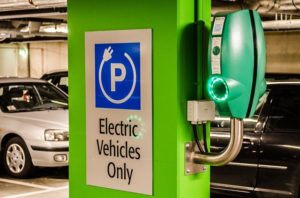 An Electric Charging Station In An Underground Car Park