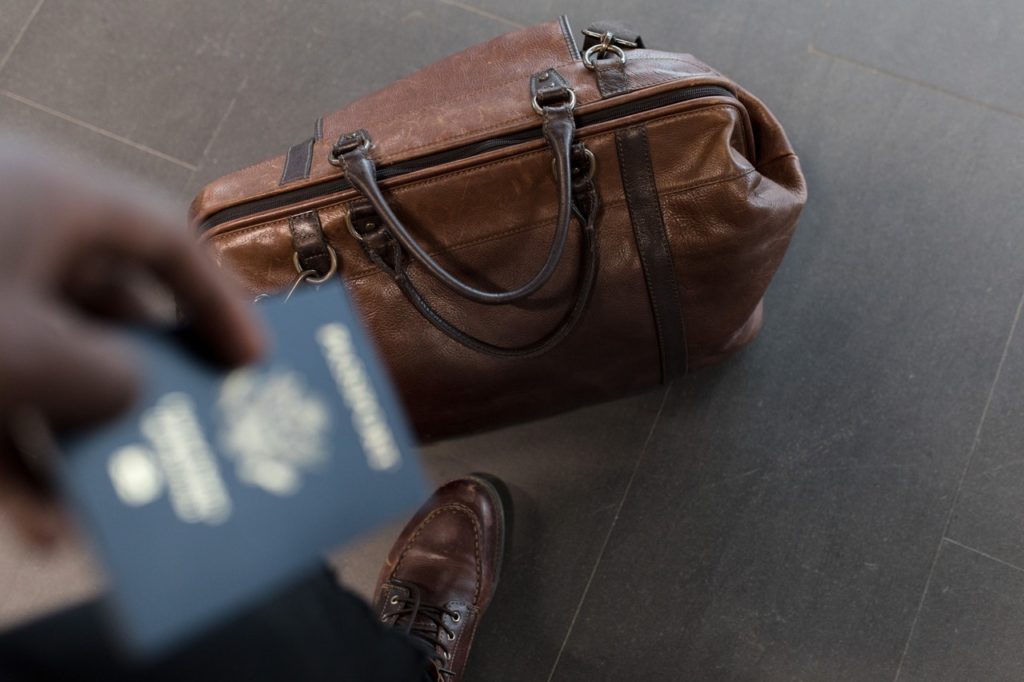 Travel bag with Visa blurred