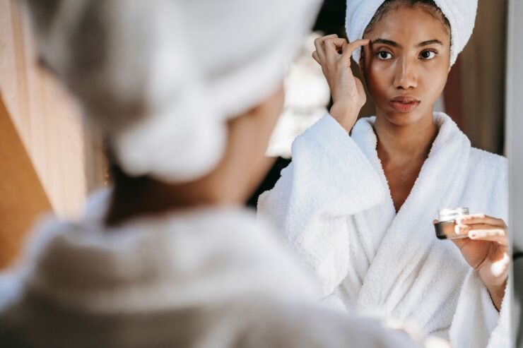 Woman in front of mirror